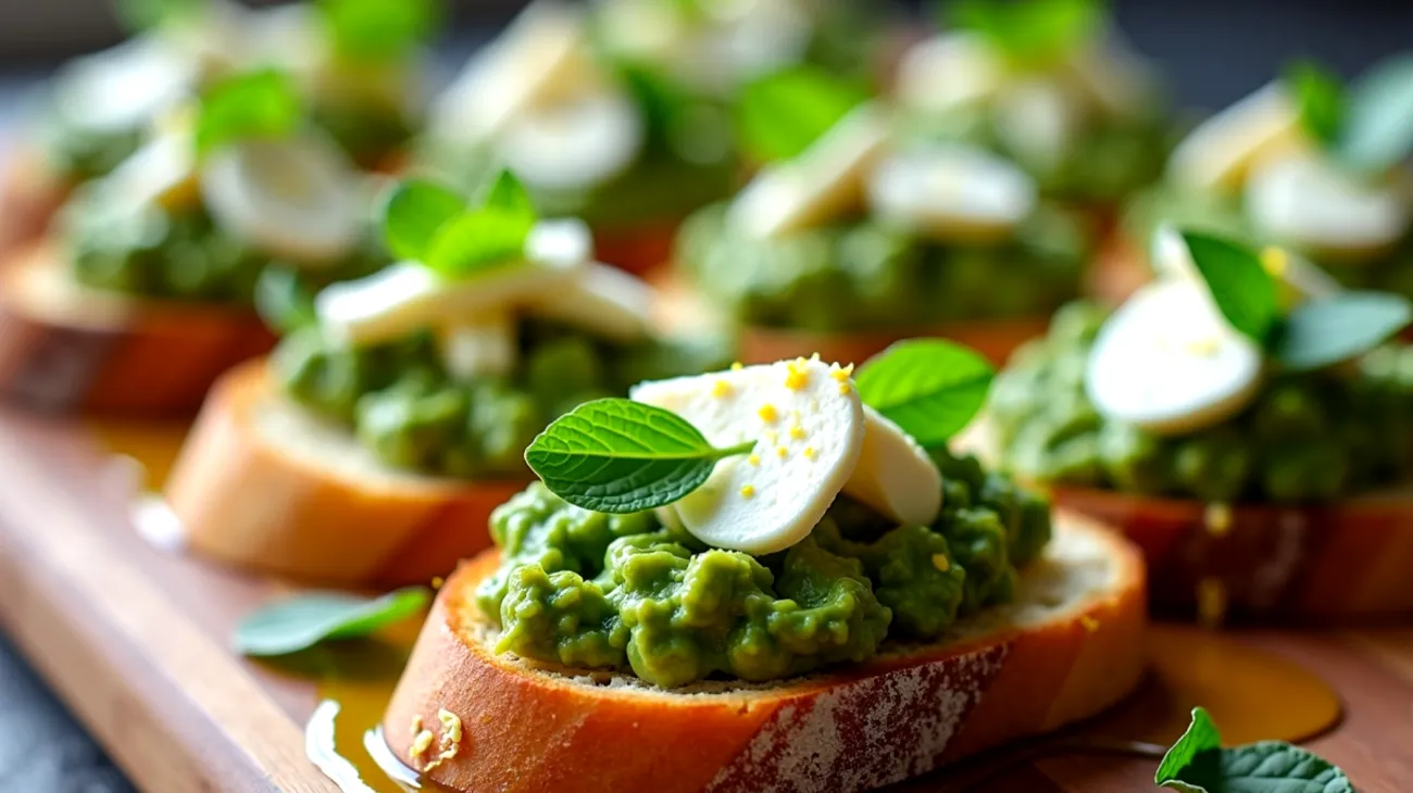Pane tostato pesto di fave ricotta affumicata"