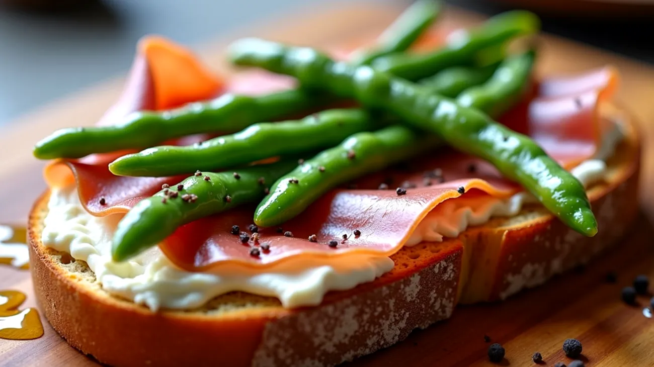 Pane casereccio prosciutto crudo fagiolini freschi"