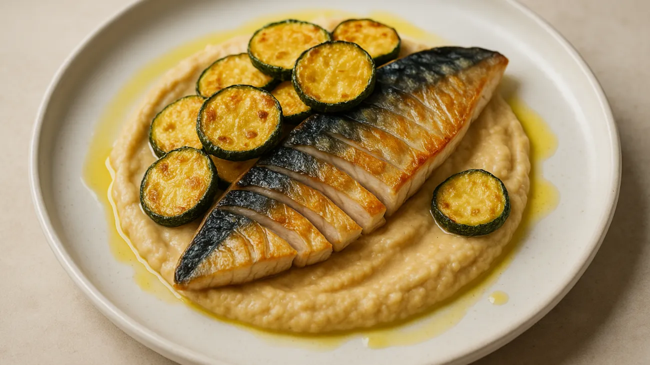 sgombro crema di ceci zucchine croccanti"