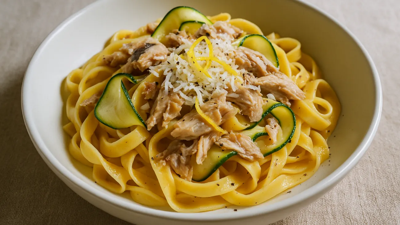 tagliatelle sgombro zucchine marinate"