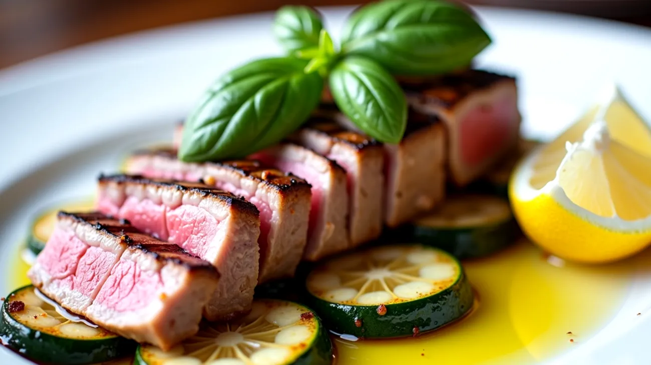 tonno fresco basilico zucchine croccanti"